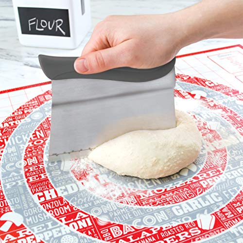 Tovolo Bench Scraper With Measurement Guide, Dough Divider With Offset Blade, Pastry Scraper With Ruler, Ergonomic Baking Tool, Dishwasher-Safe & BPA-Free, Charcoal - color: Charcoal