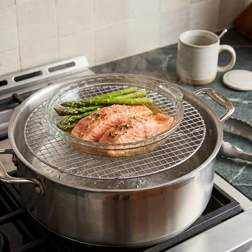 TrueCraftware- 17-3/4” Round Steamer Rack/Cooling Rack Nickel Plated- Steamer Insert for Veggie Fish Seafood Cooking for Cooling Steaming Baking Cooking Lifting Food in Pots Cake Pan Pressure Cooker - size: 17-3/4 Inch