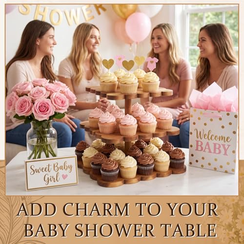 Novabright 3 Tier Scalloped Cupcake Stand for Wedding Birthday, Square