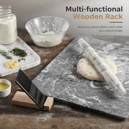 Natural Marble Rolling Pin for Baking, 15.6“ Non-Stick Stone Dough Roller - color: 15.6"x1.48"-Bianco Palomino