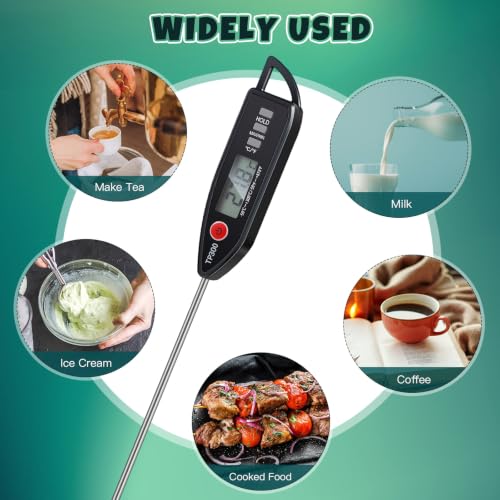 Copkim 6 Set Digital Food Thermometer Long Probe Instant,Black - color: Black