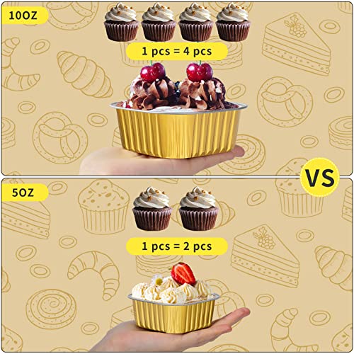 40 Pack 10oz Mini Cake Pans with Lids,Gold Aluminum Foil Cake Tins - color: Gold, size: 40 Pack 10oz