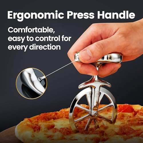 Gourmet Easy Pizza Cutter Unicycle Wheel Nonslip Easy Glide Stainless Steel