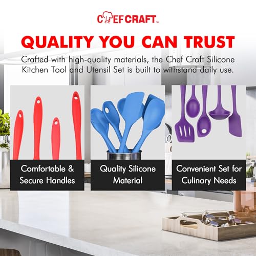 Chef Craft Premium Silicone Kitchen Tool and Utensil Set, 5 Piece, Green - color: Green, size: 5 Piece Set