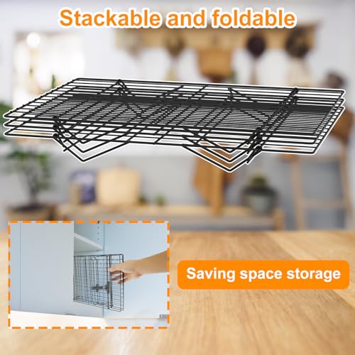 3-Tier Stackable Cooling Racks for Cooking and Baking,13.4”x 9.4”Collapsible Baking Cooling Rack,Non-Stick Cookie Cooling Rack,Space Saving Cooling Rack for Cookies Cupcakes Pies Baking