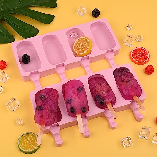 WMKGG Popsicle Silicone Molds Set, 2 PCS Ice Cream Mold(Standard Size/Pink) - color: Pink