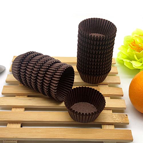 Brown Mini Cupcake Liners Natural Greaseproof Paper Muffin Baking Cups, 500-Count - color: Brown
