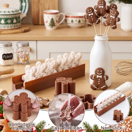 Roowest Gingerbread Man Cake Pop Mold Cake Pop Cutter with Tray - style: Gingerbread Man