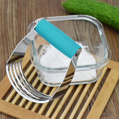 Dough Blender Heavy Duty Pastry Cutter Stainless Steel Butter Cutter Professional Baking Tool For Mixing Flour Butter (Blue) - color: Blue