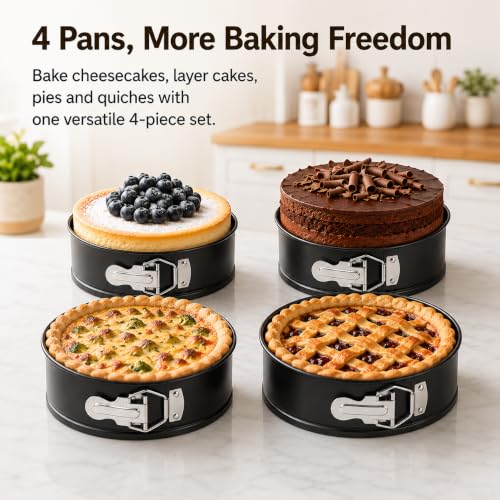 Zimtty 6 Inch Round Nonstick Springform Pans with Removable Bottom, 4 Pack