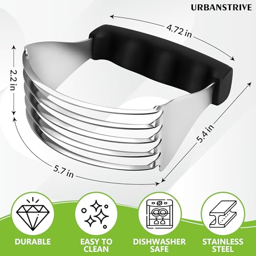 Urbanstrive Large Pastry Cutter Tool, Top Professional Pastry Blender Stainless Steel, Heavy Duty Dough Blender, Dishwasher Safe Baking Supplies Baking Tools, Black