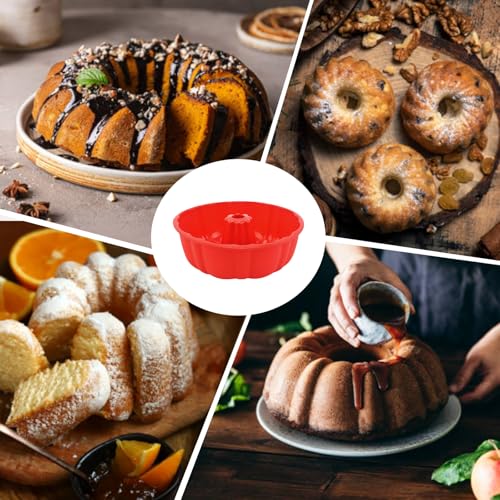 2 Pack Silicone Cake Pan,Jello Moldes Para Gelatinas，10 Inch,Red+Pink - color: Red+Pink