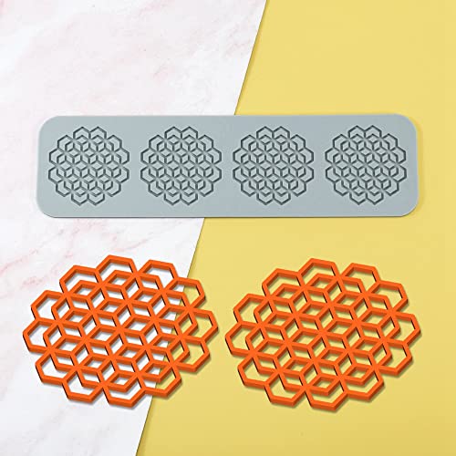TUKE 3D Leaves Silicone Molds Flower Cake Fondant Mat Bee Leaf Pastry Moulds Rose Impression Chocolate Hollow Lace Mold (Geometry_10.4x2.8x0.12inch_L) - size: Geometry_10.4x2.8x0.12inch_L