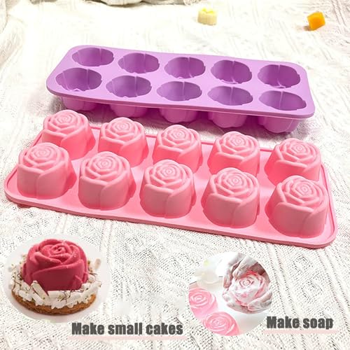 2Packs Silicone Valentine Chocolate Molds 10-Cavity Rose-Shaped - color: Rose bomb