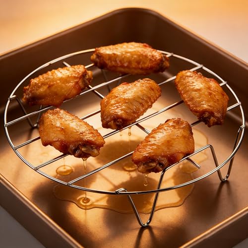 2-Pack Steamer Rack Set, 7.5 Inch Stainless Steel Round Racks for Cooking, Heavy Duty Wire Cooling and Baking Rack, Fits 6 & 8 Qt Instant Pot, Pressure Cooker, Air Fryer Accessories
