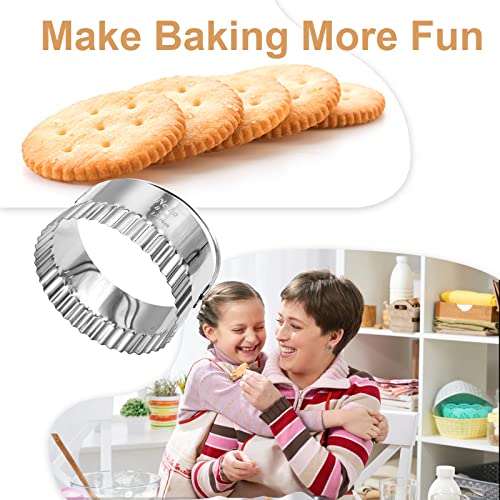 iNeibo Fluted Edge Biscuit Cutter Set - Round Circle Scone, Pastry, and Dough Cutters for Baking, Dumpling Skin, and Fondant - style: Fluted Round Biscuit Cutter