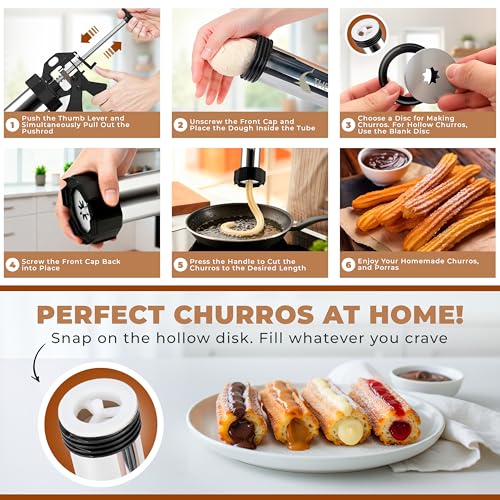 Churro Maker Machine & Spritz Cookie Press Gun Kit – 304 Stainless Steel