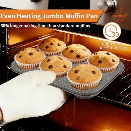 2 Pack Jumbo Muffin Pan, 6 Cup Large Cupcake Pan Muffin Tin Grey