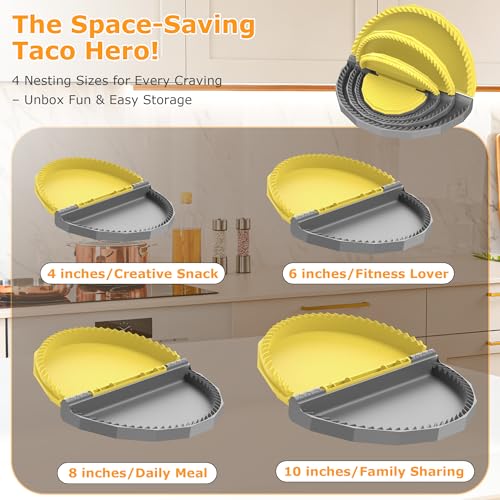 Tortilla Sealer Crimper Maker - for 10"+8"+6"+4" Flour Tortillas - color: Gray Yellow