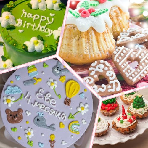 7Pcs Round Hole Piping Tips Set, Stainless Steel Cupcake Frosting Nozzles for Cake Decorating Professional Russian Pastry Icing Dispensers Supplies for Cake Cookies Pastry Fondant Cream
