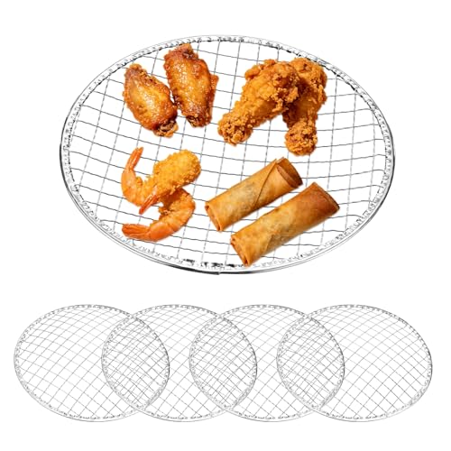 M METERXITY 5 Pack Disposable Grill Toppers, Round 7.87 Inch Galvanized Grill Grates, Disposable Roasting Racks Replacement for Outdoor, BBQ, Camping, Picnics - size: 7.87''