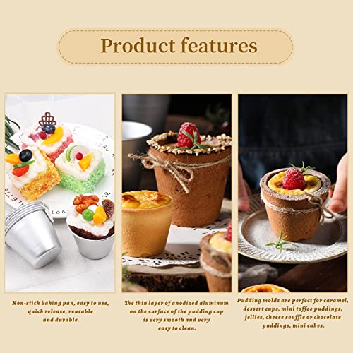 Pudding Moulds, 10pcs Aluminum Baking Cups Cupcake Mould Muffin Tin Dariole Moulds Baking Tool