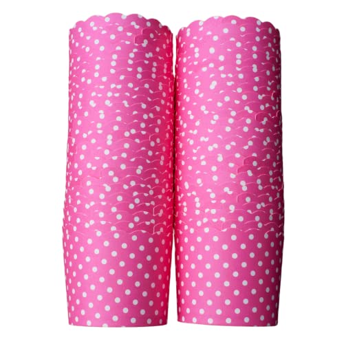 Paper Baking Cups (Polka Dots), Greaseproof Disposable Cupcake Liners (Pink, Large Cups (50-Pack)) - color: Pink