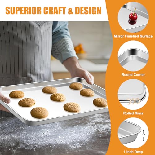 TeamFar Baking Sheet, Cookie Sheets Baking Pans Set of 3, 16/12.5/10.5 Inch - size: 16" & 12.5" & 10.5"