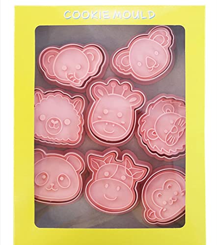 8pcs Cute Animals Cookie Cutters,Plastic Panda Cookie Stamps (Animals B) - color: Animals B