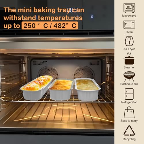 Mini Loaf Pans With Lids And Spoons 100 Pack,6.8 Oz Rectangle Mini Individual Cake Tins, Disposable Small Aluminum Foil Baking Pans, Baking Containers for Party and Picnics (White) - color: White