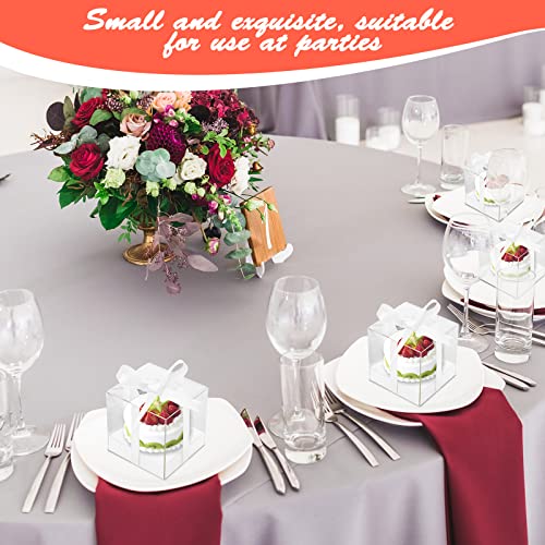 12 PCS Clear Cupcake Boxes 3.5 Inch Cupcake Containers (White) - color: White