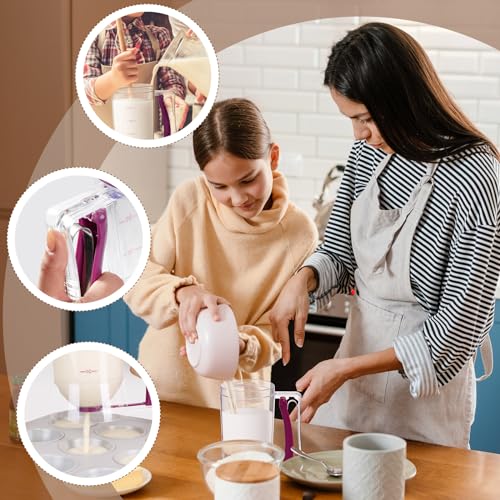 FillTouch 2 Pcs Handheld Batter Dispenser Squeeze Handle 4 Cups, Purple - color: Purple