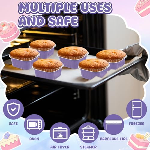 Skylety 100 Pcs 5oz Mini Square Cake Pans with Lids, Purple - color: Purple