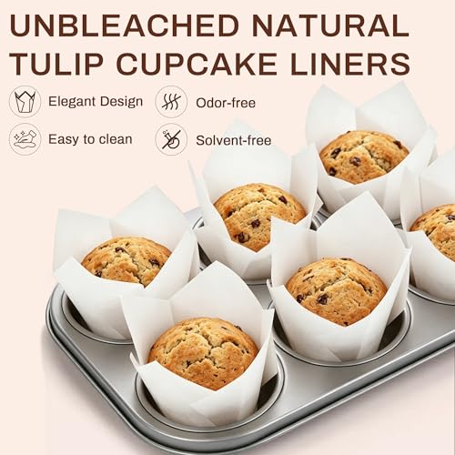 200PCS Tulip Cupcake Liners, Parchment Muffin Liners, White - color: White, size: 200 Count