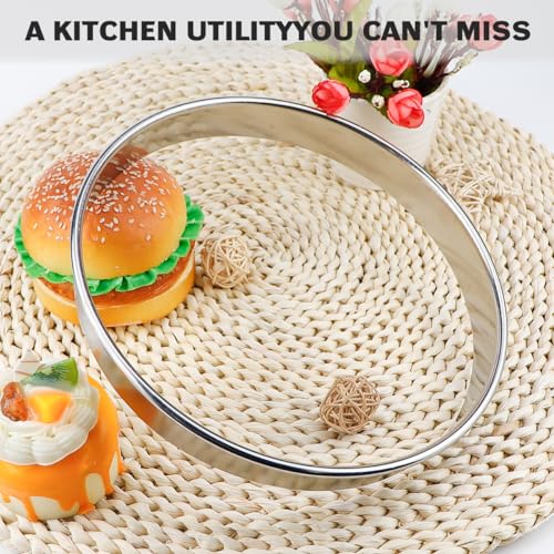 9 Inch Round Cookie Cutter - Stainless Steel Tart Pizza Ring Mold for Baking, Pastry Dough, Doughnuts - size: 9 inches