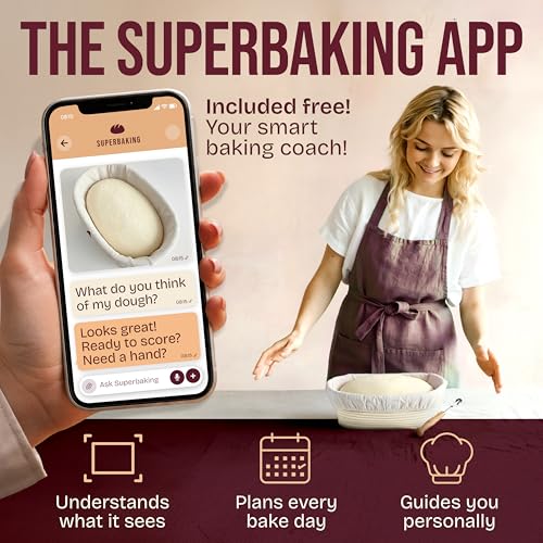 Superbaking Banneton Bread Proofing Basket, 10" Oval, Sourdough Kit