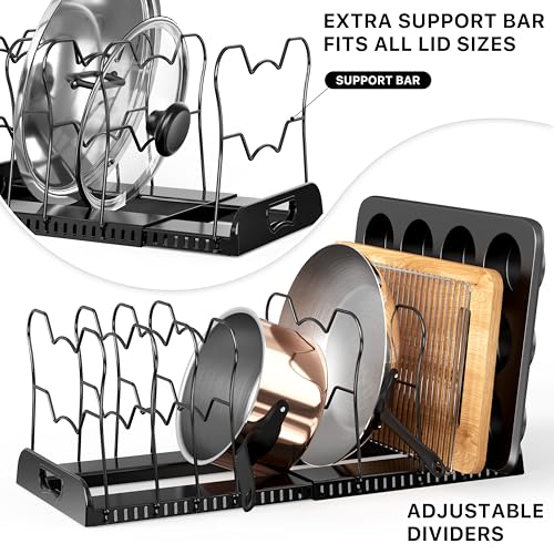 Simple Houseware Expandable Pan Rack 10 Adjustable Compartments, Black - color: Black, size: 10 Compartments