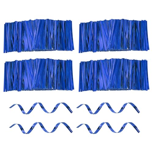 HARFINGTON 1600Pcs Bag Twist Ties 2.4" Reusable Metallic Wire Cable Ties - color: Blue