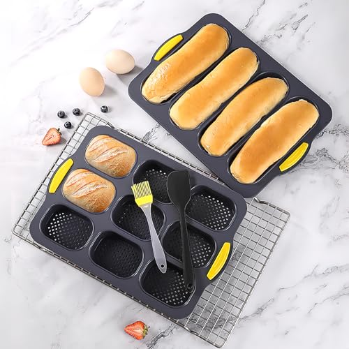 3 Pcs Silicone Hamburger Bun And Baguette Pan Set with Tools