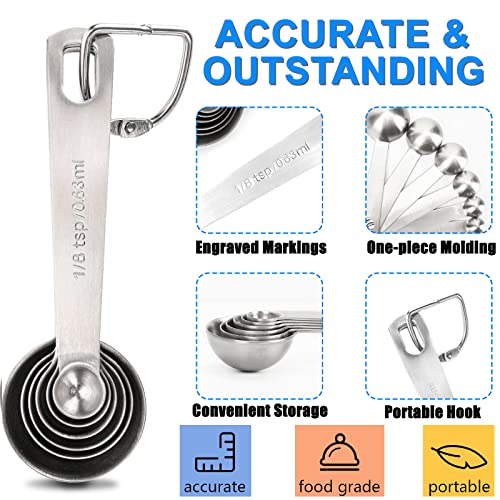 Measuring Spoons, 6-Piece Heavy Duty Stainless Steel Measuring Spoons Set - size: 6PCS