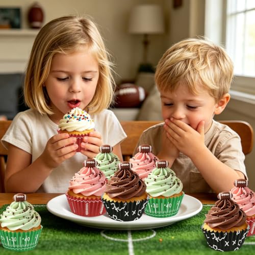 SANNIX 450pcs Football Cupcake Liners Baking Cups Rugby Cupcake Wrappers - style: Football