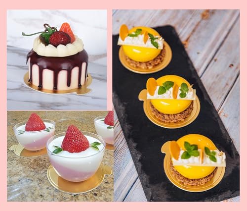 YYaaloa 3.15 Inch Mini Round Golden Cake Boards 100pcs Mousse Cupcake Base Paper Plates Circle Dessert Board (Gold 3inch 100pcs) - color: Gold 3.15inch 100pcs