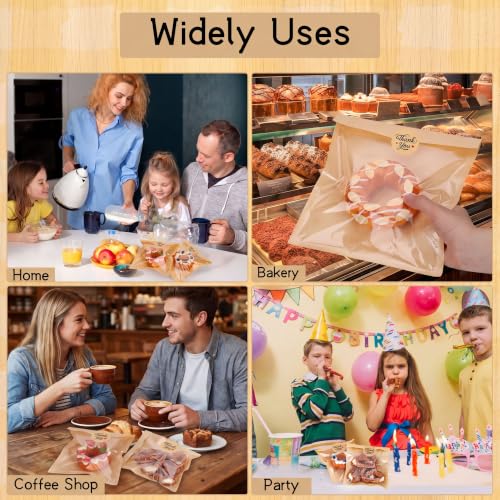 120 Pack Cookie Packaging Bags with Stickers, 8.3×9.8 In Paper Bakery Bags - size: 8.3" x 9.8"