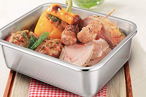 P&P CHEF Stainless Steel Lasagna Pan, Rectangular Baking Pan 12.7" Lx3.2 H - size: 12.7" L x 3.2" H
