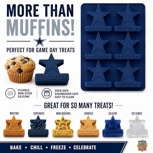 FanPans NFL Dallas Cowboys Silicone Muffin Pan - Dishwasher Safe, Great Dallas Cowboys Gifts for Men - style: Dallas Cowboys