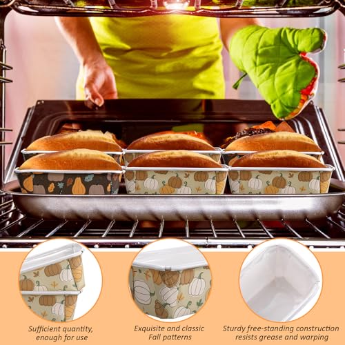 Hushee 50 Set Fall Paper Mini Loaf Pan Disposable, Beige Pumpkin - style: Pumpkin
