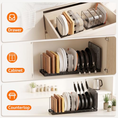 Cutting Board and Baking Sheet Organizer for Cabinet with Solid Metal Base