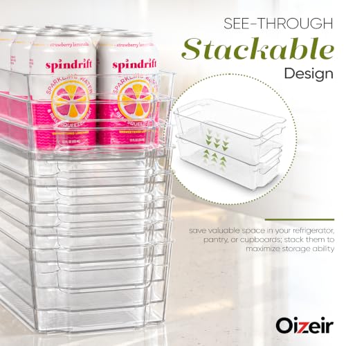 Oizeir 8 Pack Clear Plastic Storage Bins with Handles - Stackable BPA-Free - size: 8-Pack with Handles