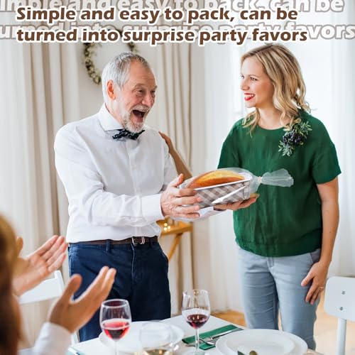 50 Sets Paper Loaf Pans for Baking 6.3 x 2.2 x 2.2 Inch Disposable Paper Baking Pans with Clear Plastic Bags and Kraft Ties Rectangle Cake Mold for Bread Sweets Tea Party (Brown Plaid) - style: Brown Plaid