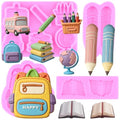 Mujiang Back to School Silicone Molds Book Backpack Fondant Mold Set Of 4 - color: Style D